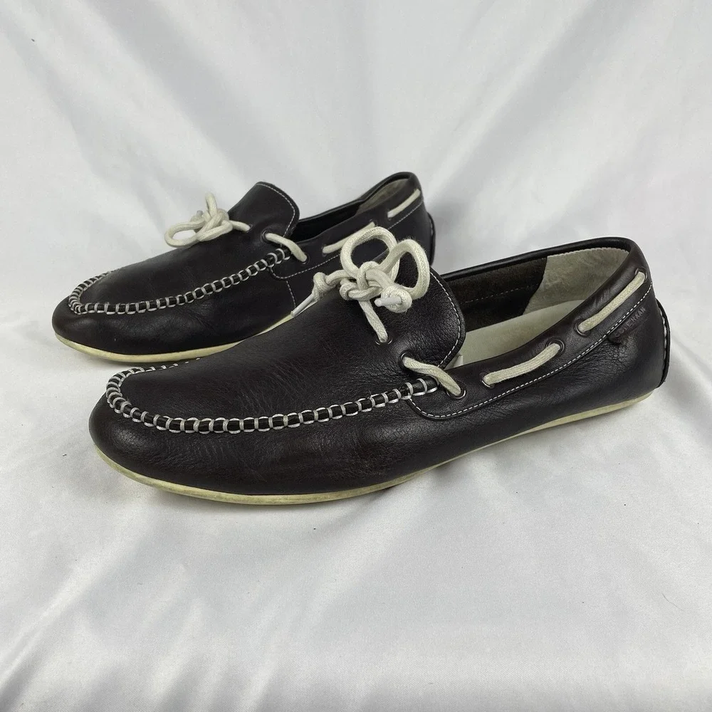 Cole Haan Men's Size 9.5 Brown Leather Grand OS Laced Driving Loafers Shoes